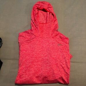 Long Sleeve Orange Hooded Nike Dri-Fit Top
